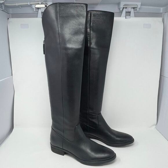 Arturo Chiang At-Everly Black Silky Leather Riding Boots Tall Back Zipper - Picture 1 of 10